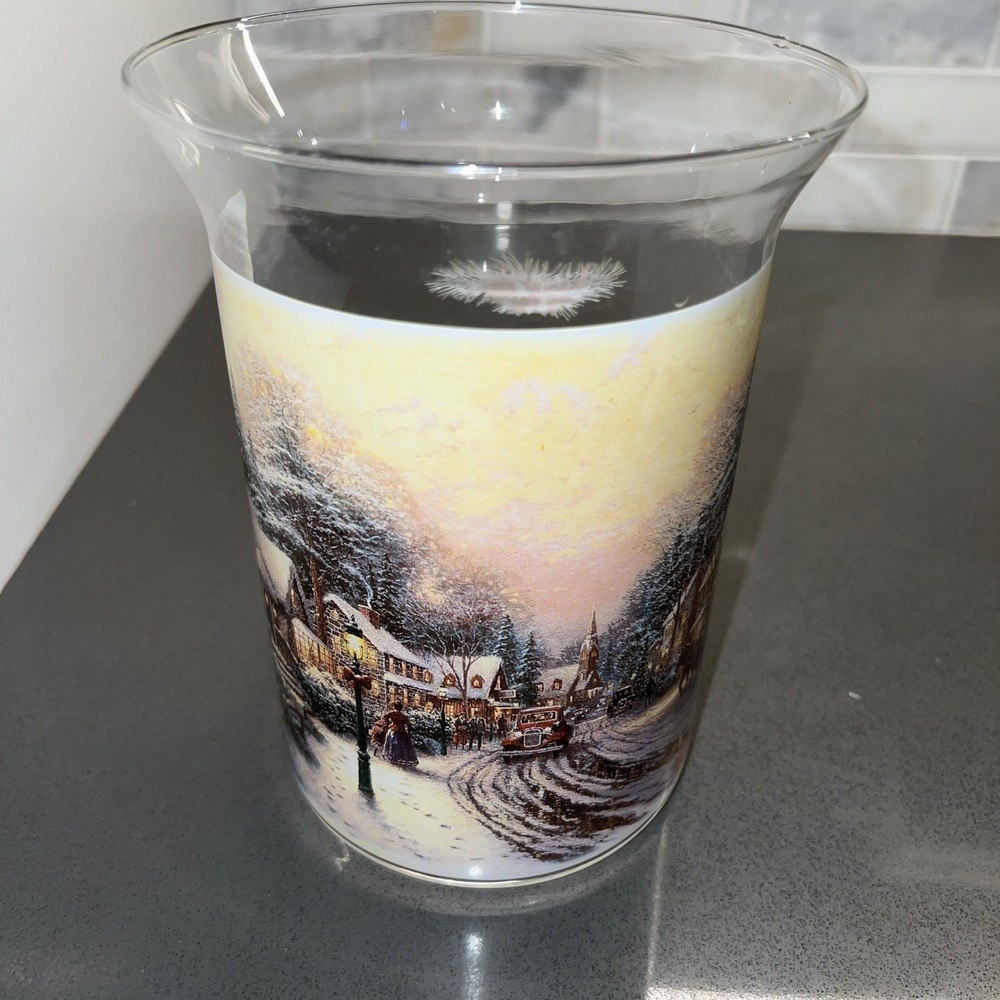 Thomas Kincaid village Christmas Vase/Candle Holder  7.5" Tall